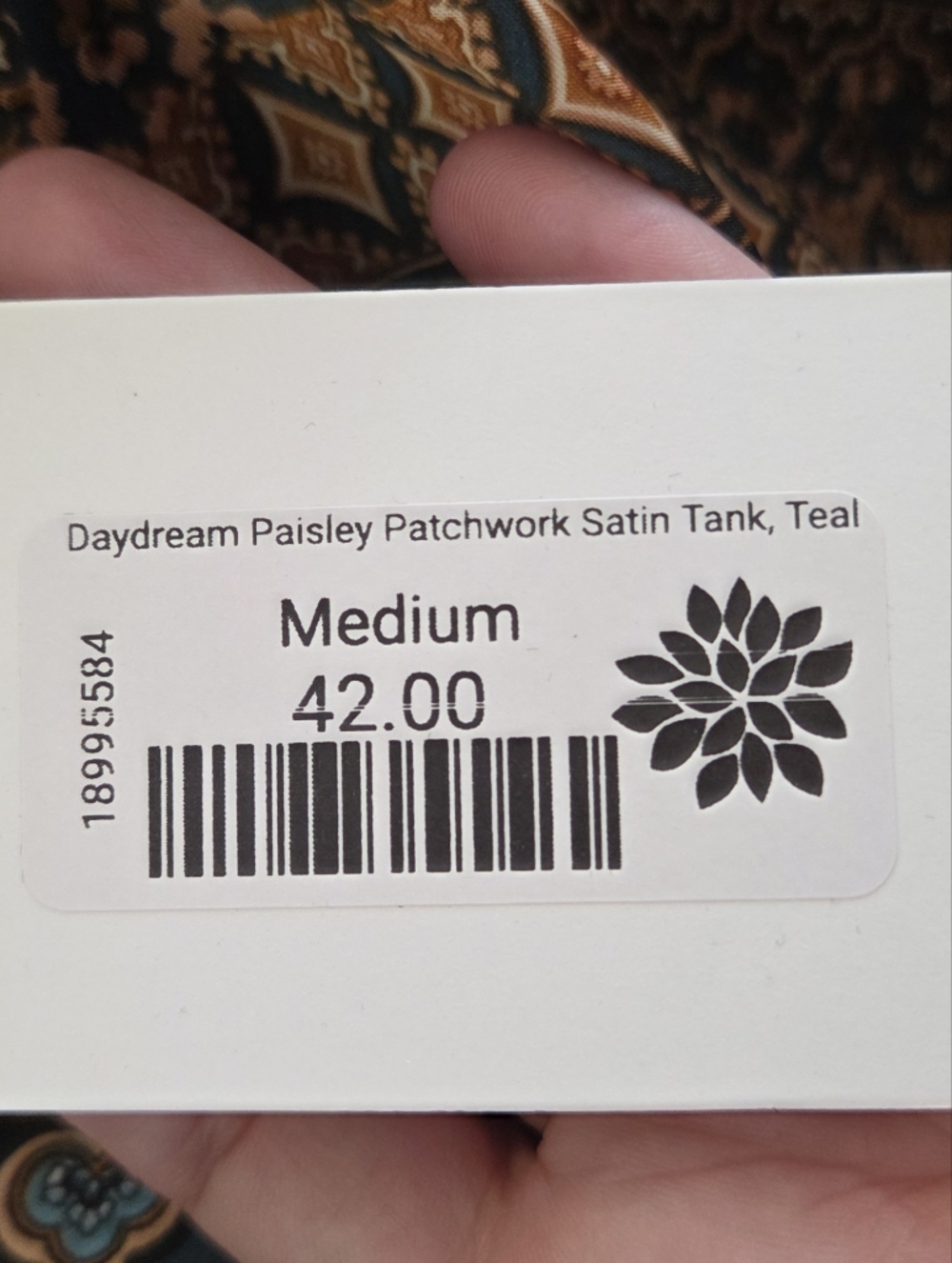 Everyday Chic Boutique Navy Paisley Patchwork Satin Cami Tank Top Size Medium - Picture 5 of 10